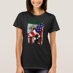 Half American Flag Mexican ROOTS USA Flag Mexico D T-Shirt