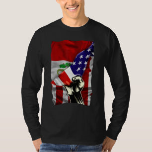 Half American Flag Peruvian ROOTS USA Flag Peru DN T-Shirt