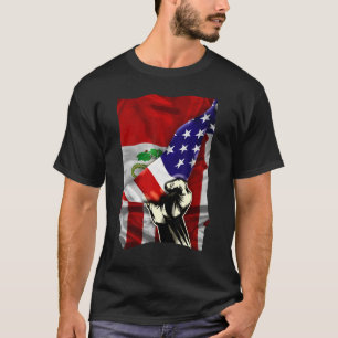 Half American Flag Peruvian ROOTS USA Flag Peru DN T-Shirt