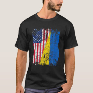 Half American Flag Ukraine Ukrainian Lover Retro V T-Shirt