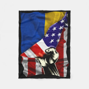 Half American Flag Ukrainian Roots Usa Flag Ukrain Fleece Blanket