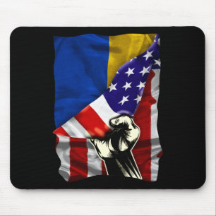 Half American Flag Ukrainian Roots Usa Flag Ukrain Mouse Pad