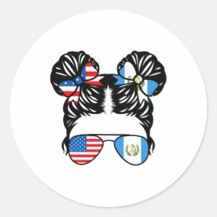 Half American Guatemalan Girl Usa Guatemala Flag P Classic Round Sticker