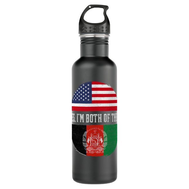 Half American Half Afghan USA Flag Afghanistan Her 710 Ml Water Bottle (Front)