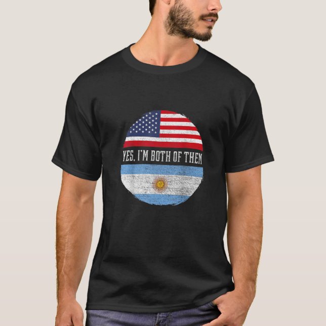 Half American Half Argentinian USA Flag Argentina T-Shirt (Front)