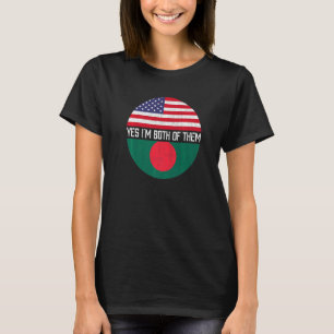 Half American Half Bangladeshi Usa Flag Family Her T-Shirt