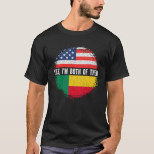 Half American Half Beninese USA Flag Benin T-Shirt
