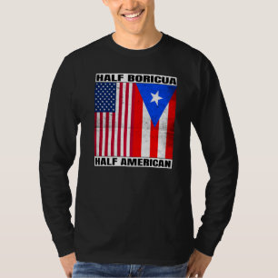 Half American Half Boricua Puertorican USA Puerto  T-Shirt