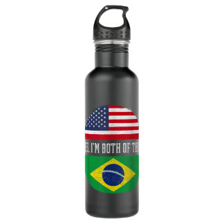 Half American Half Brazilian USA Flag Brazil Herit 710 Ml Water Bottle