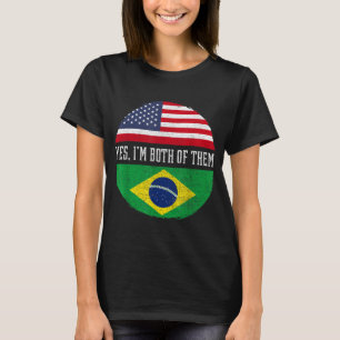 Half American Half Brazilian USA Flag Brazil Herit T-Shirt