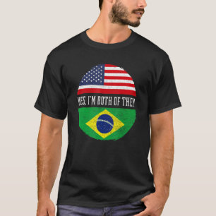 Half American Half Brazilian USA Flag Brazil Herit T-Shirt