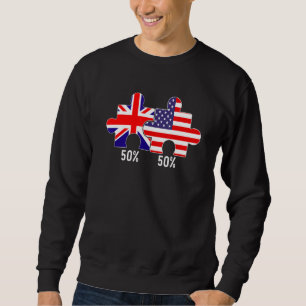 Half American Half British Flag Map Combined USA U Sweatshirt