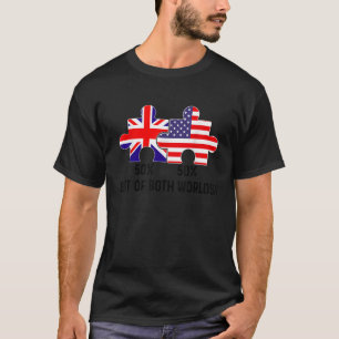 Half American Half British Flag Map Combined USA U T-Shirt