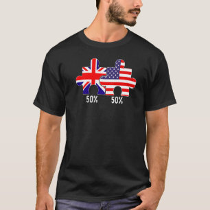 Half American Half British Flag Map Combined USA U T-Shirt