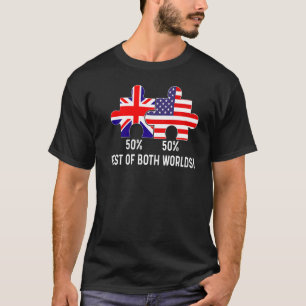Half American Half British Flag Map Combined USA U T-Shirt