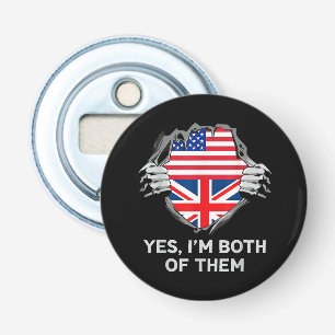 Half American Half British USA England Flag Mens W Bottle Opener