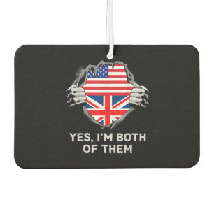 Half American Half British USA England Flag Mens W Car Air Freshener