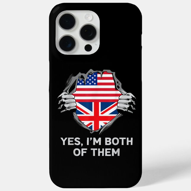 Half American Half British USA England Flag Mens W Case-Mate iPhone Case (Back)