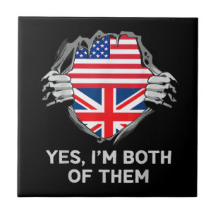 Half American Half British USA England Flag Mens W Ceramic Tile