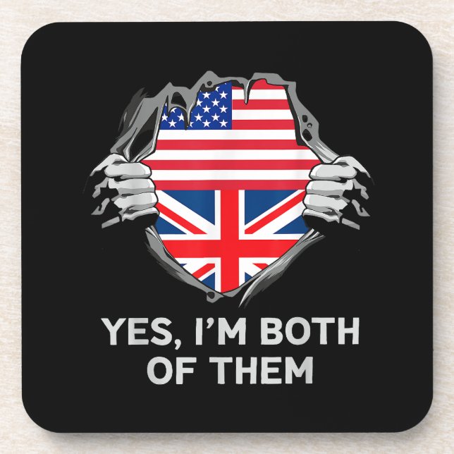 Half American Half British USA England Flag Mens W Coaster (Front)