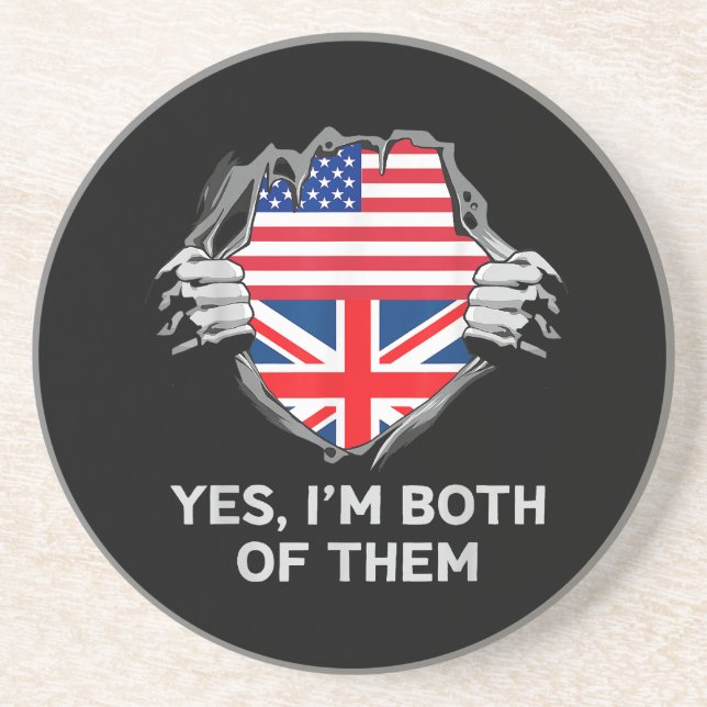 Half American Half British USA England Flag Mens W Coaster (Front)