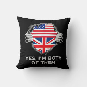 Half American Half British USA England Flag Mens W Cushion