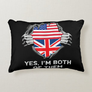 Half American Half British USA England Flag Mens W Decorative Cushion