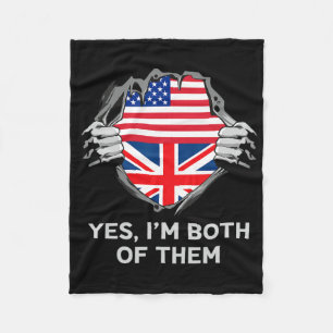Half American Half British Usa England Flag Mens W Fleece Blanket