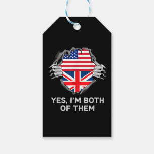 Half American Half British USA England Flag Mens W Gift Tags