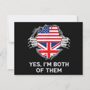 Half American Half British USA England Flag Mens W Holiday Card