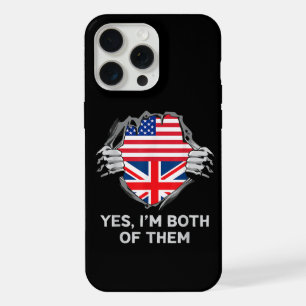 Half American Half British USA England Flag Mens W iPhone 15 Pro Max Case