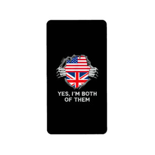 Half American Half British USA England Flag Mens W Label