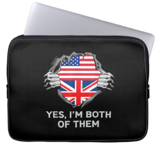 Half American Half British USA England Flag Mens W Laptop Sleeve
