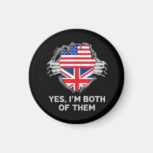 Half American Half British USA England Flag Mens W Magnet