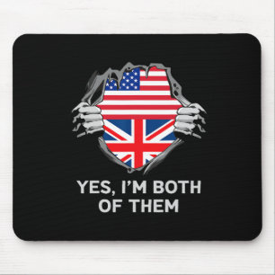 Half American Half British Usa England Flag Mens W Mouse Pad