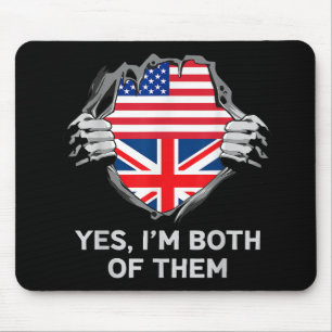 Half American Half British USA England Flag Mens W Mouse Pad