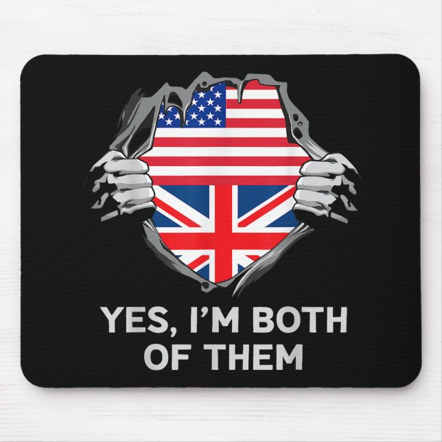 Half American Half British USA England Flag Mens W Mouse Pad (Front)