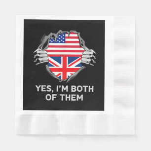Half American Half British USA England Flag Mens W Napkin