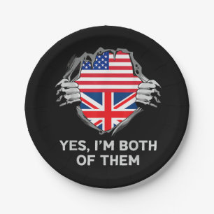 Half American Half British USA England Flag Mens W Paper Plate