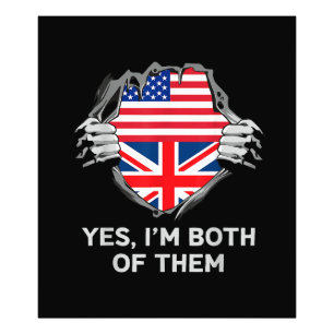 Half American Half British USA England Flag Mens W Photo Print