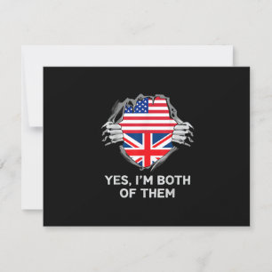Half American Half British USA England Flag Mens W RSVP Card