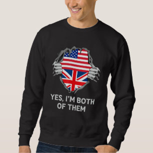 Half American Half British USA England Flag Mens W Sweatshirt