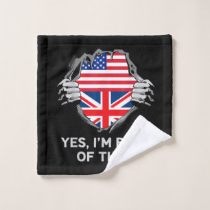 Half American Half British USA England Flag Mens W Wash Cloth