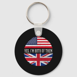 Half American Half British Usa Flag United Kingdom Key Ring