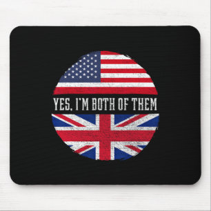 Half American Half British Usa Flag United Kingdom Mouse Pad