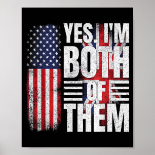 Half american half british usa flag united kingdom poster