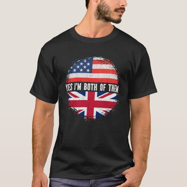 Half American Half British USA Flag United Kingdom T-Shirt (Front)