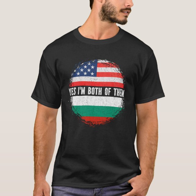 Half American Half Bulgarian USA Flag Bulgaria  T-Shirt (Front)