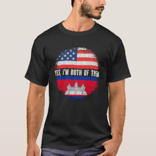 Half American Half Cambodian USA Flag Cambodia  T-Shirt