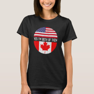 Half American Half Canadian Usa Flag Family Herita T-Shirt